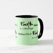 "Faith is a Lifestyle" - Hot Beverage Cup / Mug マグカップ (正面右)