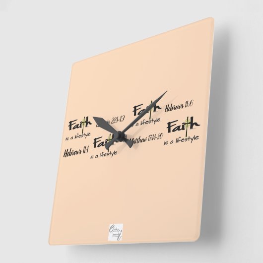 "Faith is a Lifestyle" Wall Clock スクエア壁時計 (傾斜)