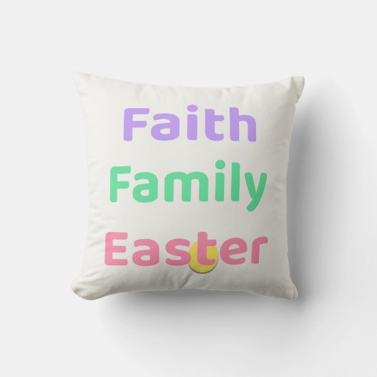 Faith & Joy イースター枕 – Faith Family Easter クッション (正面)