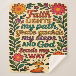  Faith Lights My Path Christian Art - Inspirationa シェルパブランケット