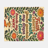  Faith Lights My Path Christian Art - Inspirationa フリースブランケット (正面(横))