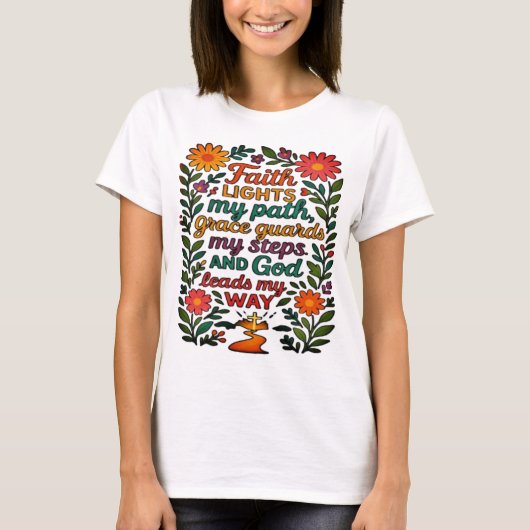  Faith Lights My Path Christian Art - Inspirationa Tシャツ (正面)