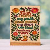 Faith Lights My Path Christian Art - Inspirational アクリルサイン (ニュートラル)