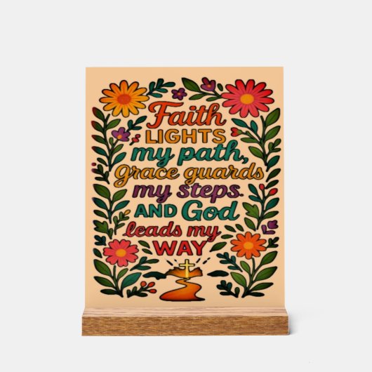 Faith Lights My Path Christian Art - Inspirational アクリルサイン (正面)