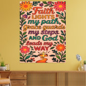 Faith Lights My Path Christian Art - Inspirational キャンバスプリント (インサイチュ (リビング))