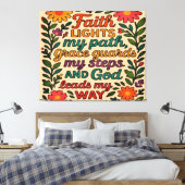 Faith Lights My Path Christian Art - Inspirational キャンバスプリント (インサイチュ (寝室))