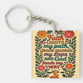 Faith Lights My Path Christian Art - Inspirational キーホルダー