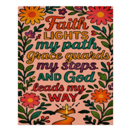 Faith Lights My Path Christian Art - Inspirational ポスター