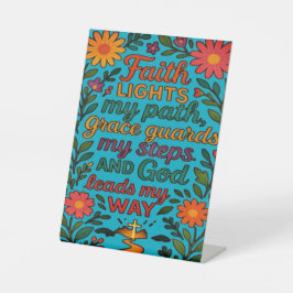 Faith Lights My Path Christian Art - Inspirational 台座サイン