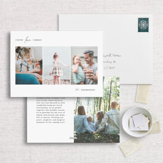 Faith, Love, Family Minimalist 数々の Photo シーズンカード