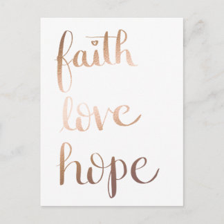 Faith Love Hope Gold Foilはがき ポストカード