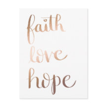 Faith Love Hope Gold Foilはがき