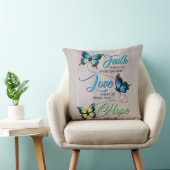 Faith, Love, Hope Inspirational Throw Pillow クッション (椅子)