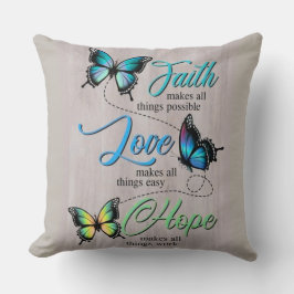 Faith, Love, Hope Inspirational Throw Pillow クッション