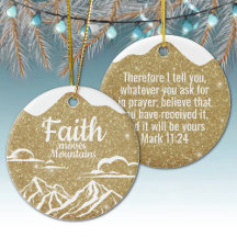 Faith Moves Mountains Gold Sparkle Decor  ⛪️ 🎄