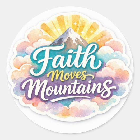"Faith Moves Mountains Sticker Design" ラウンドシール (正面)
