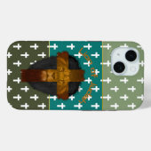 Faith Olive Green Turquoise Cross Lion of Judah Case-Mate iPhoneケース (裏面 (横))