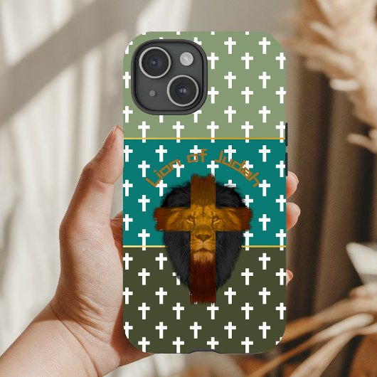 Faith Olive Green Turquoise Cross Lion of Judah Case-Mate iPhoneケース