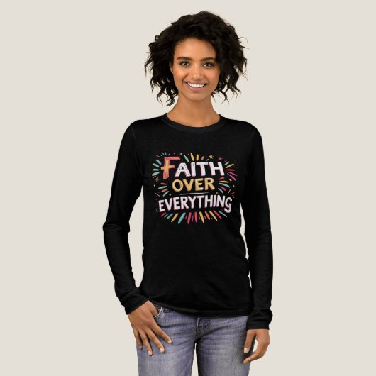 Faith Over Everything – Bold Belief トライブレンドTシャツ (正面全体)
