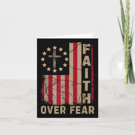 Faith Over Fear America Pride Us Flag Jesus Christ カード (正面)