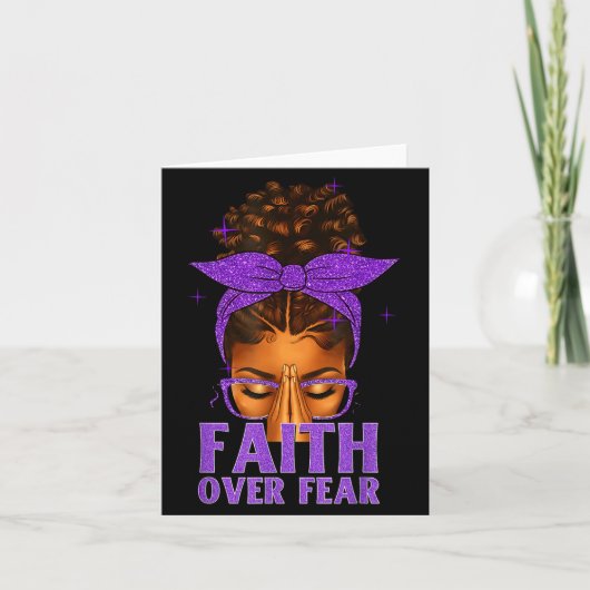 Faith Over Fear Black Women Afro Christian African カード (正面)