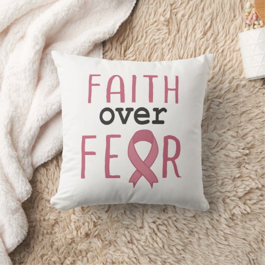 Faith Over Fear Breast Cancer Awareness クッション (ブランケット)