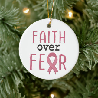 Faith Over Fear Breast Cancer Awareness セラミックオーナメント