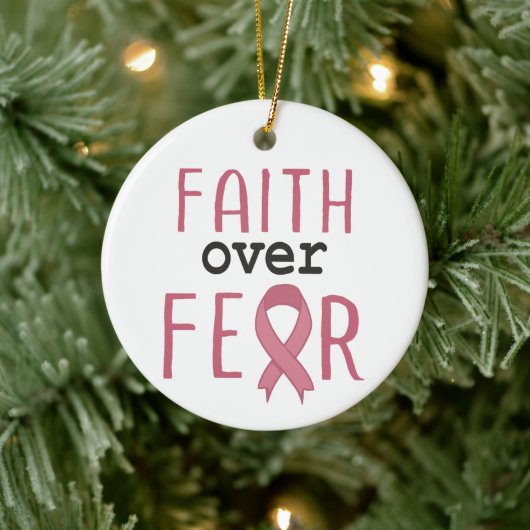 Faith Over Fear Breast Cancer Awareness セラミックオーナメント (ツリー)