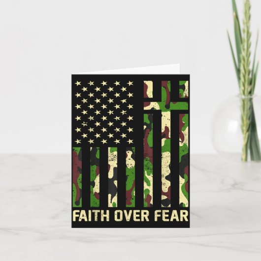 Faith Over Fear Christian Americn Flag Camouflage  カード (正面)