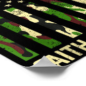 Faith Over Fear Christian Americn Flag Camouflage  ポスター (角)