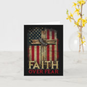 Faith Over Fear Christians Cross Usa American Flag カード (黄色い花)