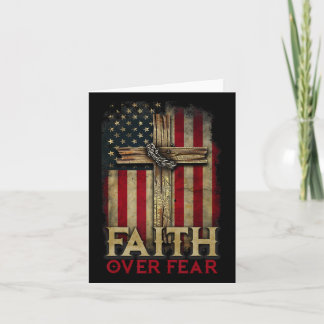 Faith Over Fear Christians Cross Usa American Flag カード