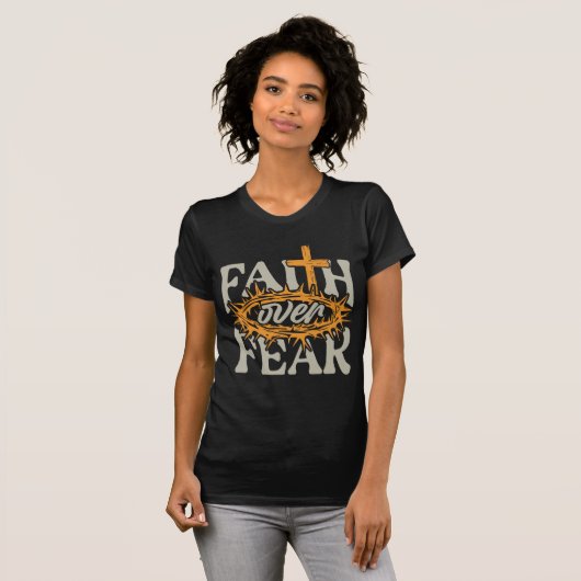 Faith Over Fear Crown of Thorns Black Tシャツ (正面フル)