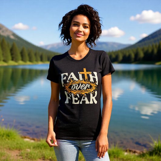 Faith Over Fear Crown of Thorns Black Tシャツ