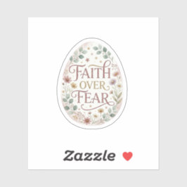 Faith Over Fear Floral Easter Egg Religious  シール