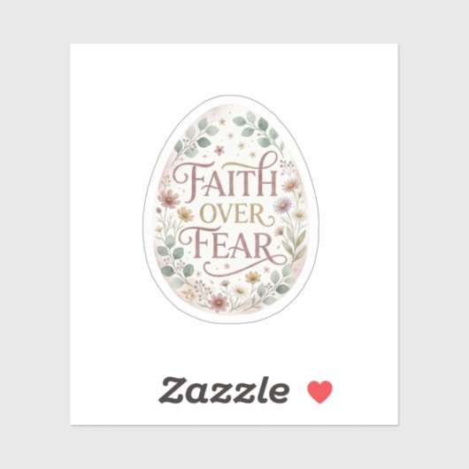 Faith Over Fear Floral Easter Egg Religious  シール (シート)