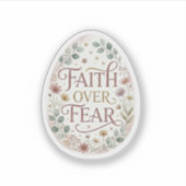 Faith Over Fear Floral Easter Egg Religious  シール (正面)