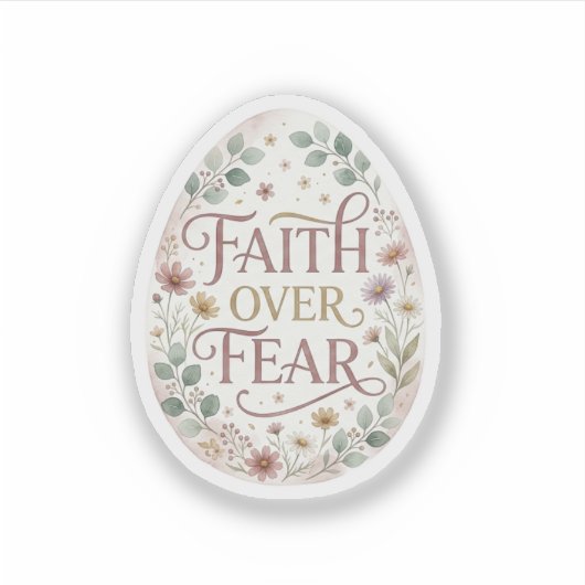 Faith Over Fear Floral Easter Egg Religious  シール (正面)