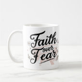 Faith Over Fear | Floral Motivational Mug コーヒーマグカップ (左)