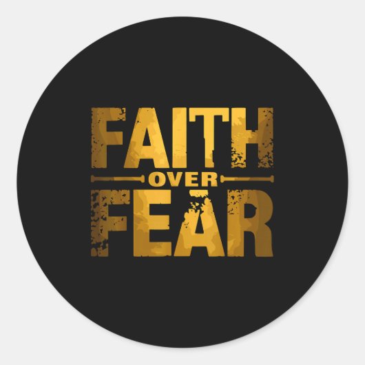 Faith Over Fear Insrational Christian Quote  ラウンドシール (正面)