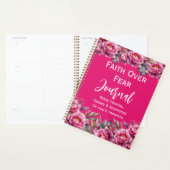Faith Over Fear Journal Watercolor Pink Floral プランナー手帳 (ディスプレー)