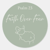 Faith Over Fear Psalm 23 Christian Sticker ラウンドシール (正面)