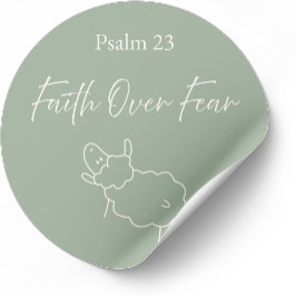 Faith Over Fear Psalm 23 Christian Sticker ラウンドシール