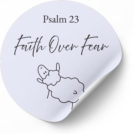 Faith Over Fear Psalm 23 Christian Sticker  ラウンドシール
