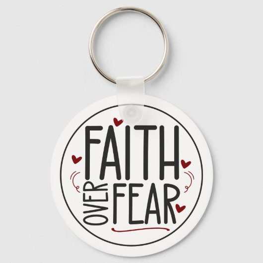 Faith Over Fear Religious Quote Customizable キーホルダー (正面)