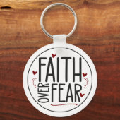 Faith Over Fear Religious Quote Customizable キーホルダー (正面)