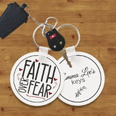 Faith Over Fear Religious Quote Customizable キーホルダー