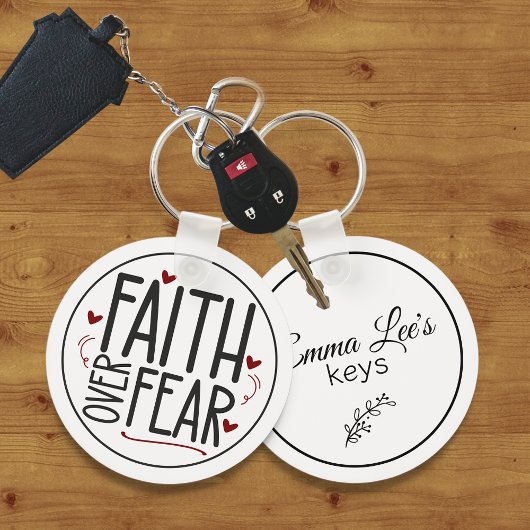 Faith Over Fear Religious Quote Customizable キーホルダー