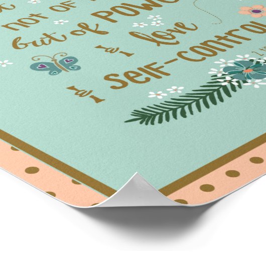 Faith Over Fear Scripture 2 Timothy Mint Peach ポスター (角)