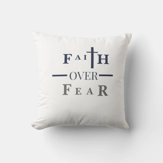 Faith Over Fear Throw Pillow – Minimal Christian  クッション (正面)